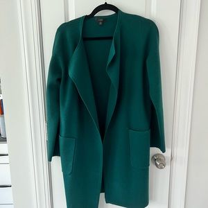 Jcrew size small JULIETTE COLLARLESS SWEATER-BLAZER Dark green “dark spruce”